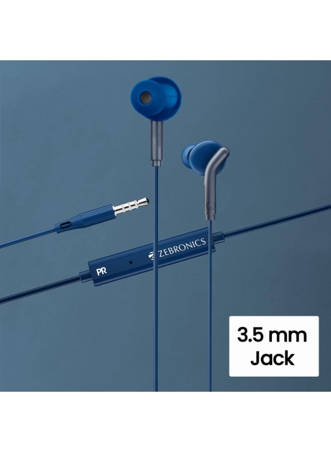 ZEBRONICS Bro 3.5Mm Wired in Ear Earphones, in-Line Mic, Deep Bass, 1.2M Strong and Long Lasting Cable, Light Weight, Compatible with Mobile | Tablet | Laptop (Blue) - Image 2